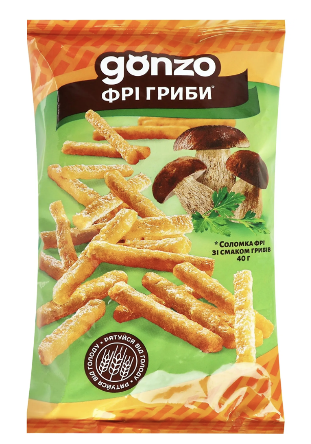 Снек Gonzo 40г Соломка фрі зі смаком грибів